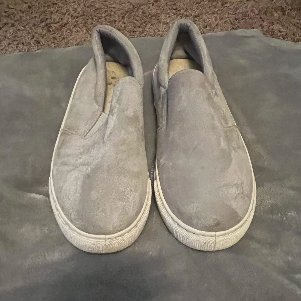 Grey slip ons
